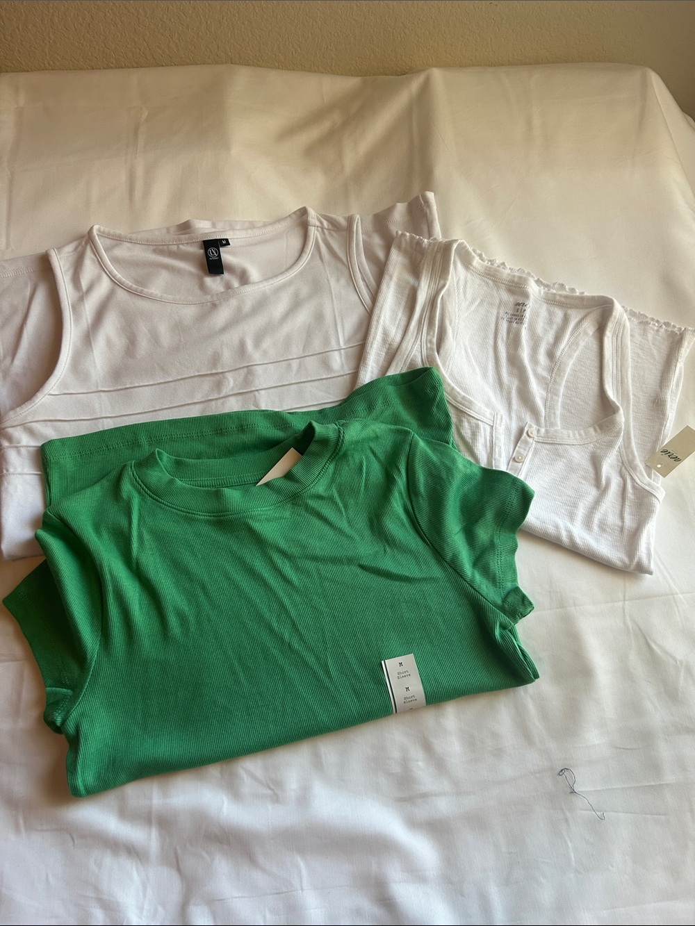 Bundle tops: aerie Green Tank Top with White Layering Tees - Womens Tops